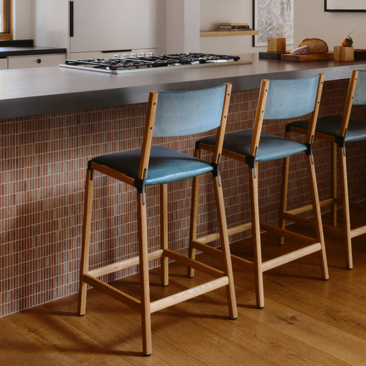 Bellota Blue - Ox Oak Counter Stool